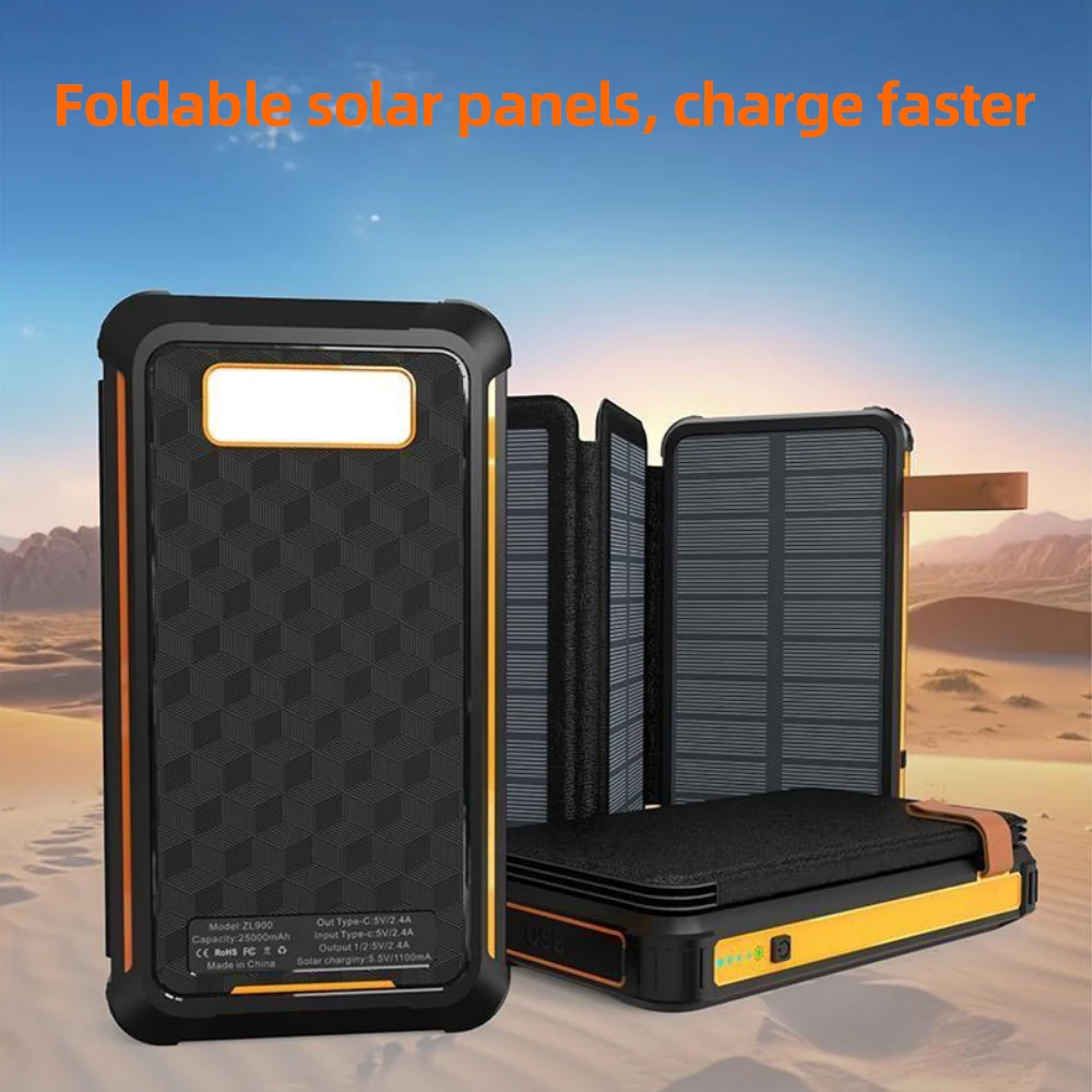 Professional 4 Foldable Solar Panels Battery Chargers 16000mah Camping Portable Power Banks for Phones Cellphone Powerbank
