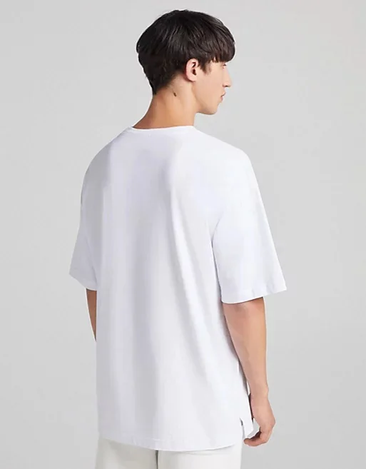 Camiseta blanca lisa de 210g para hombre, ropa de talla grande