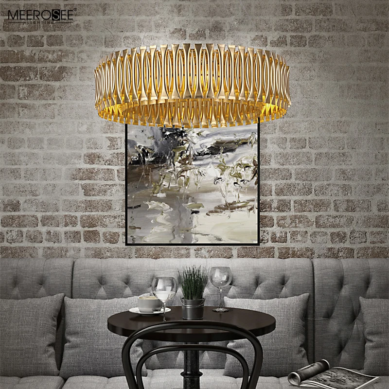 Meerosee chandelier modern Golden hanging lights lamp Aluminum fancy lights for home MD86764