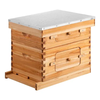 Wax Coated Wood 10 Frame Unassembled Complete Langstroth Beehive Kit ...