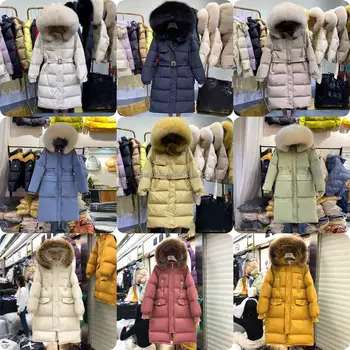 Wholesale Hooded Thickened Padded Jacket Warm Long Down Jacket Duck Down Women's Winter 90 White Fleece Jacket Thin Knitted