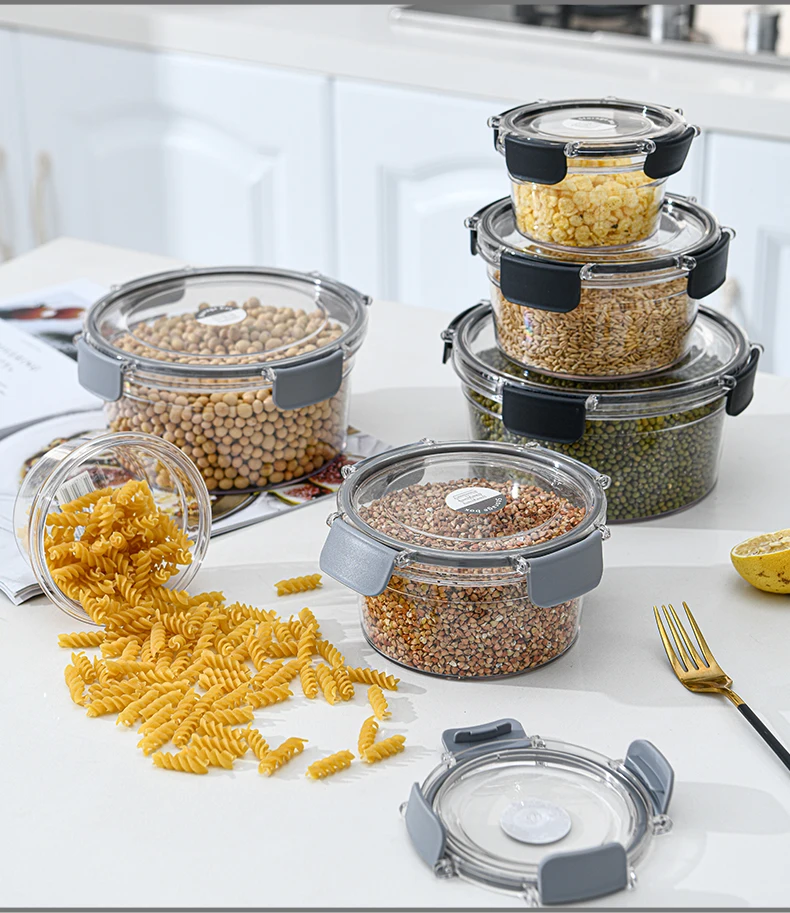 2023 Hot 3 Pack Food Storage Container Set Glass Airtight Food Jar Food