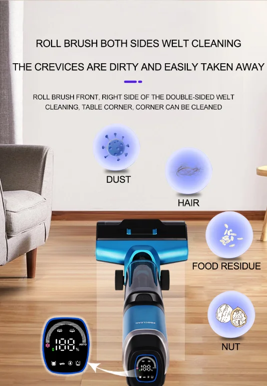 Proclean BVC-T8 Wet and Dry Vacuum Cleaner Cordless Wet Vacuum Cleaner Self Cleaning Machine for Kitchen With Mop