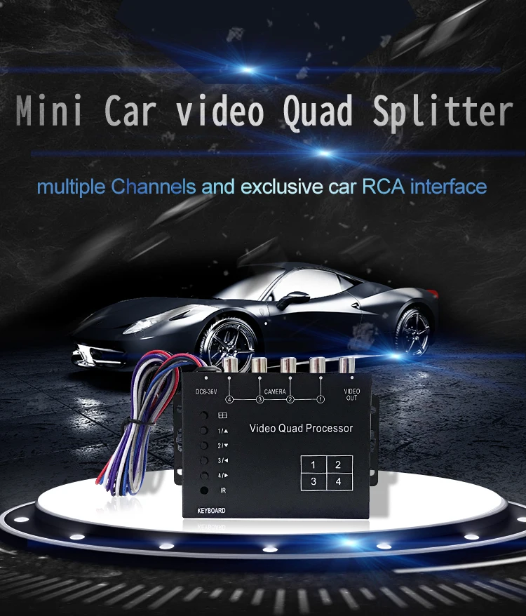 Szsuntex видео в режиме реального времени Сплит 4 канала Цвет четырехъядерный процессор для Автомобильная Аптечка мультиплексор
