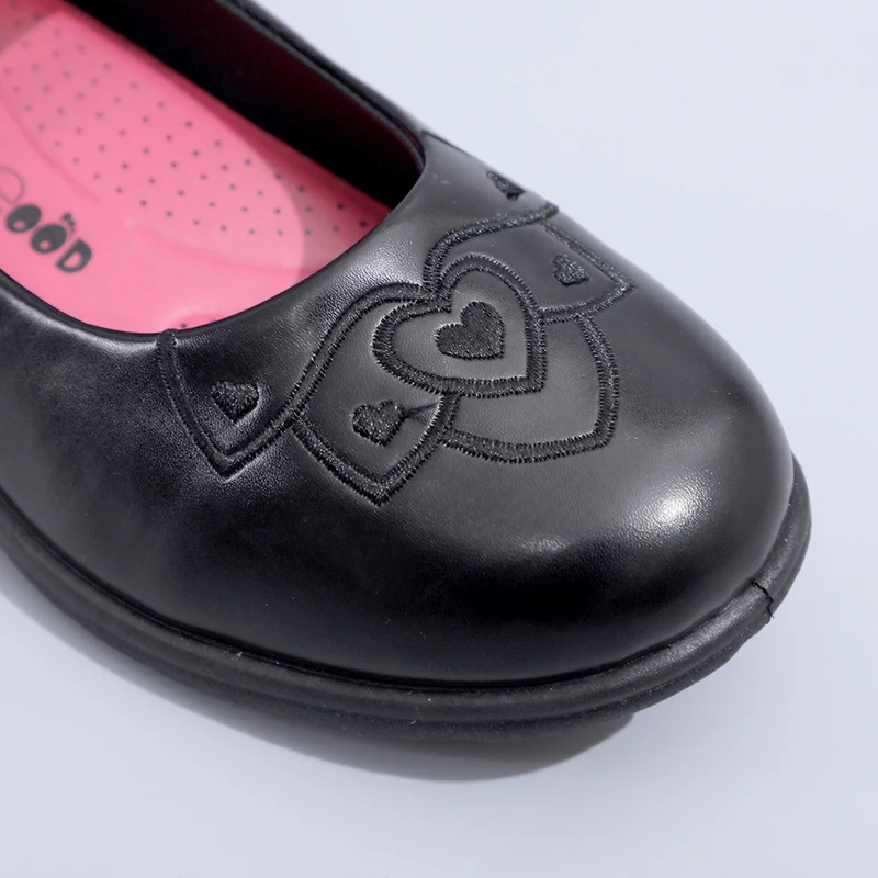 
JUSTGOOD 2021 Black Colour Footwear Girl Children Go Back To School Shoes 