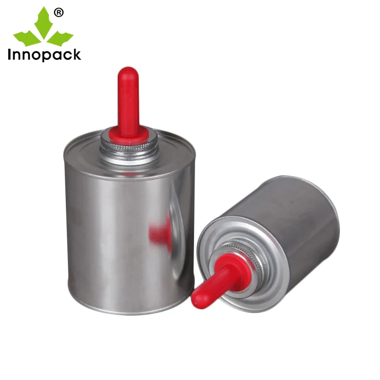 500ml Empty Metal Glue Container with Plastic Lid Brush Container for Horse Hoof