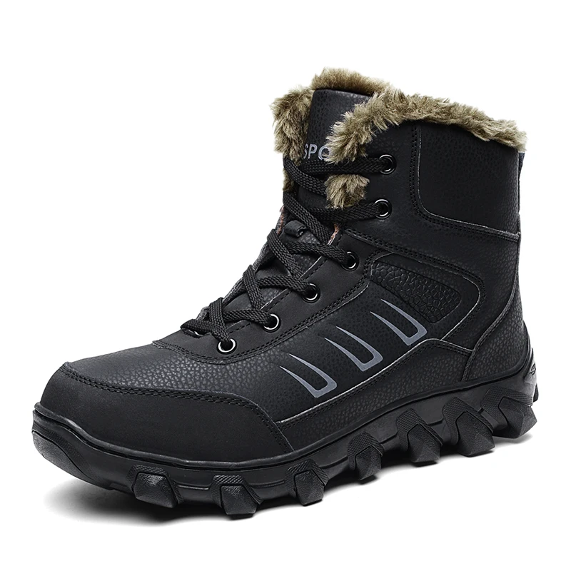 Mens Large Size Winter Boots Fleece Lined Shoes Warm Waterproof Snow Boots