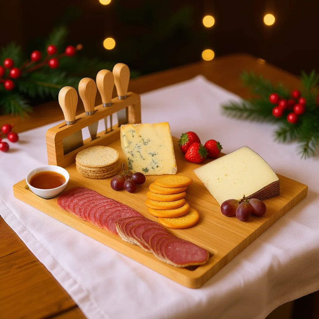Bamboo Cheese Board Cutlery Set Elegant Charcuterie Platter Tray For Weddings Birthdays Christmas Party Tableware Decorations - Image 2