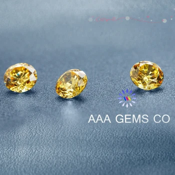 Newest Tech Yellow Sapphire Gemstone Synthetic Lab created Diamond 7.5MM 1.5CTS Round Cut Fancy color Loose Moissanite