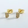 b-english letter stud earrings