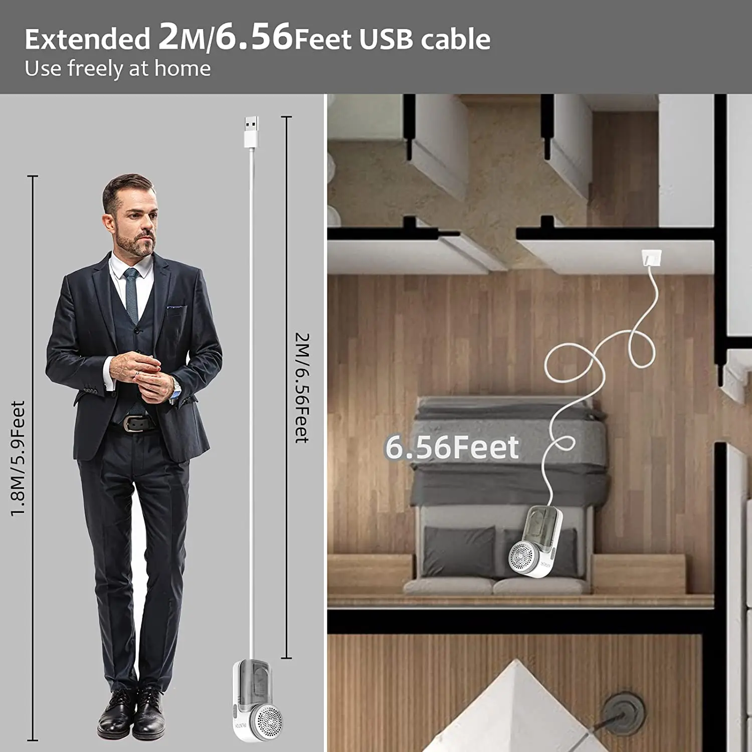 BEST SELLER Fabric Shaver and Lint Remover Sweater Defuzzer Stainless Steel Blades USB Cable Operated