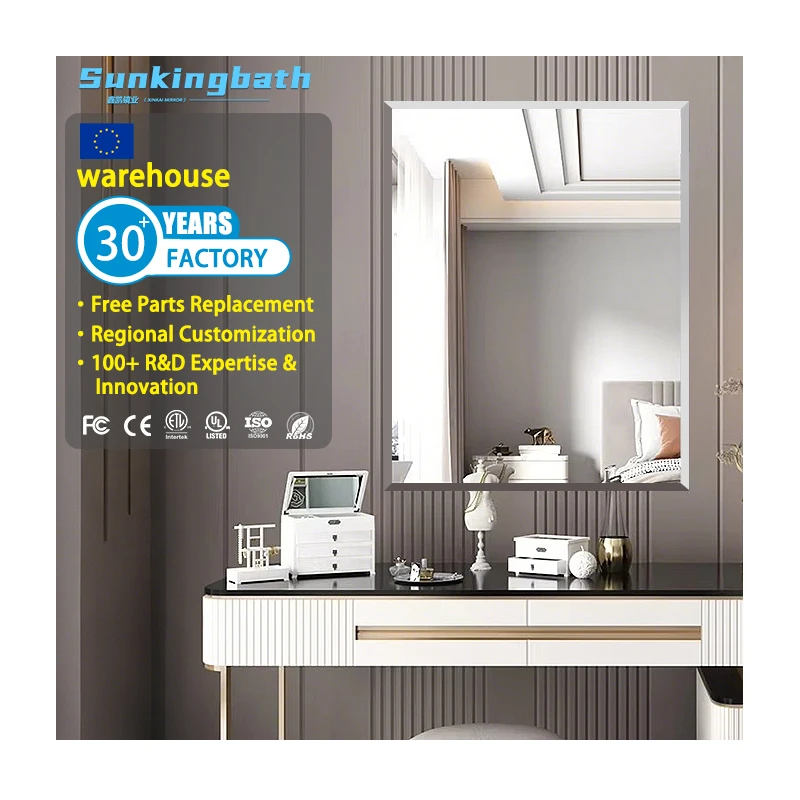 Custom Frameless Wall Decorative Mirror Elegant Clear Glass Mirror Decorative Vanity Mirror Wall Mounted Mirror