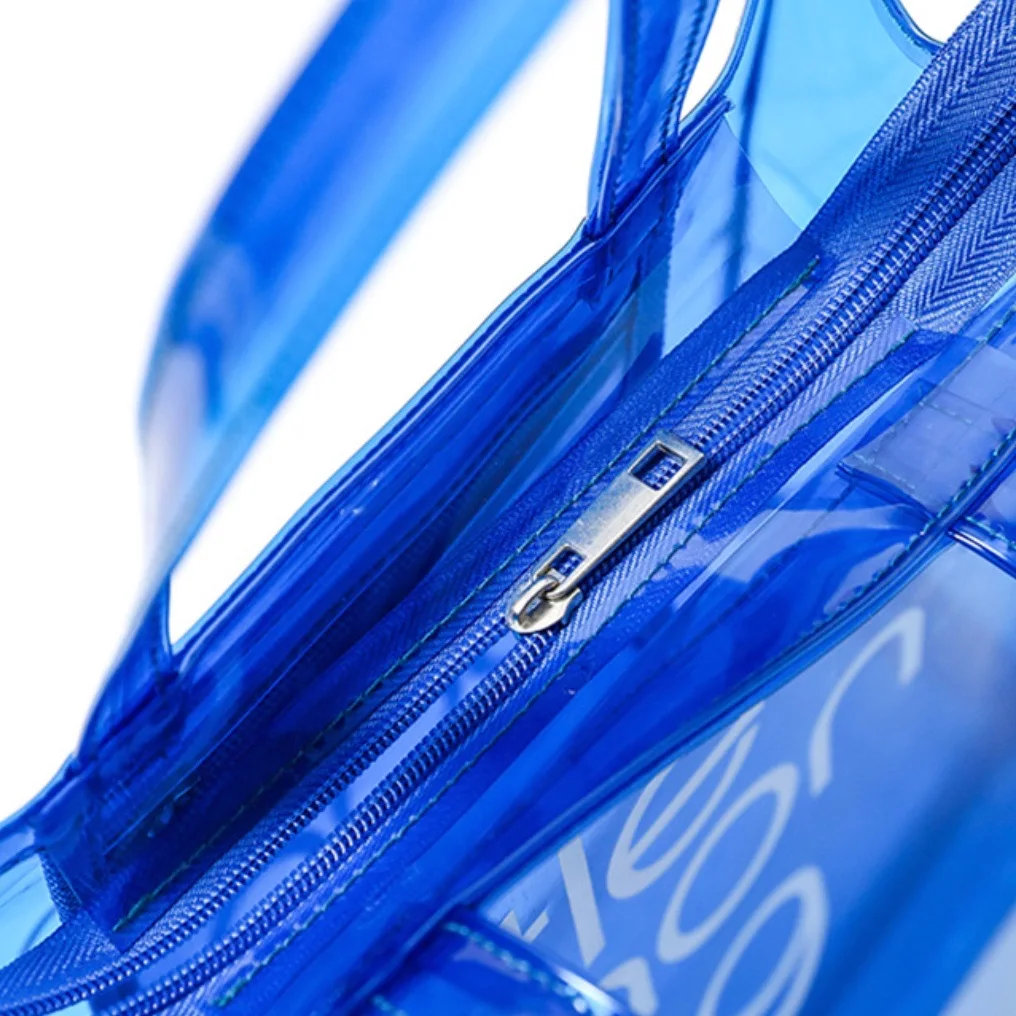 High Quality Custom Fashion Eco Friendly Transparent Little Neon Pink PVC Tote Bag for Women