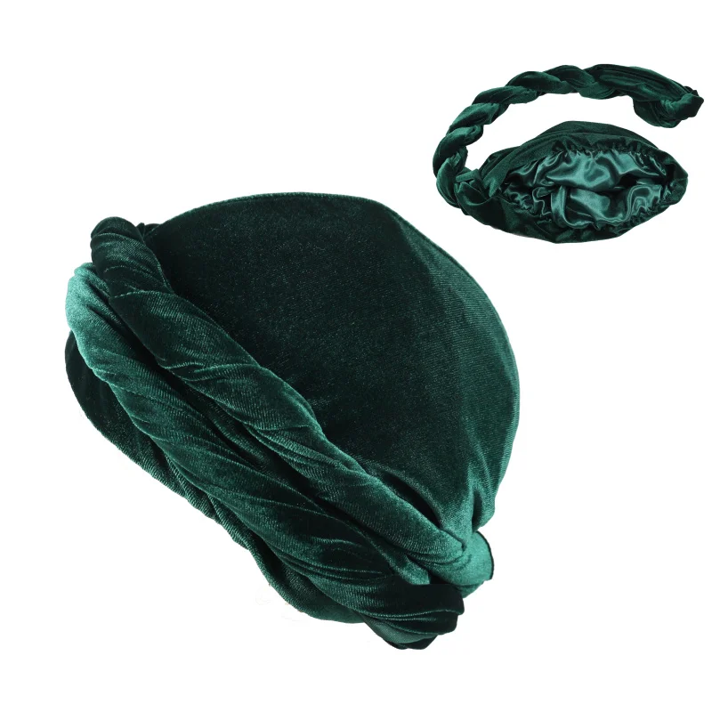 Vintage Velvet Turban Scarf For Men Stretch Satin Cycling