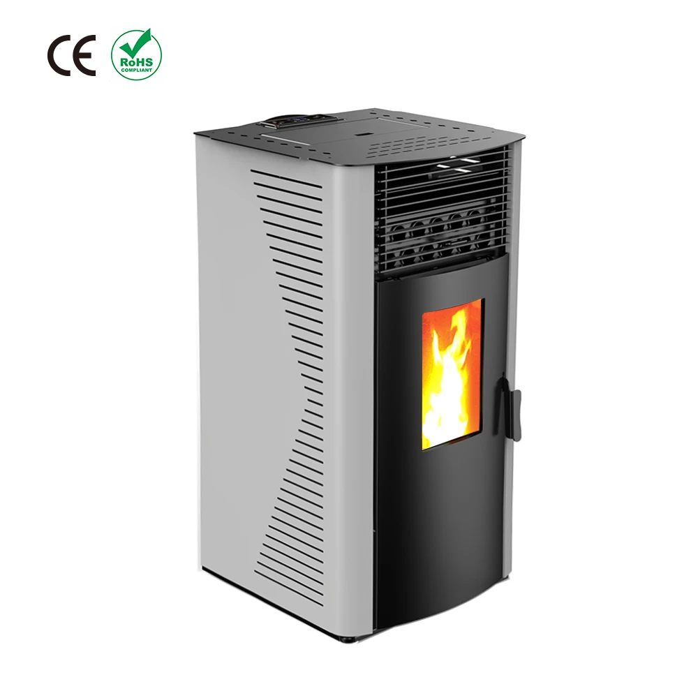 KM1202A 12kw Modern Design Steel Central Heating  European Style German Automatic Feeding WIFI Control Pellet Stove Fireplace
