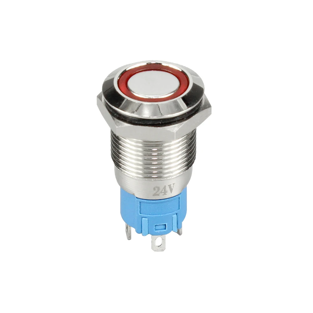 12MM Momentary Push Button Switch Led Illuminated Push Button Switch IP65 Waterproof Push Button Switch 4 Pins Normally Open