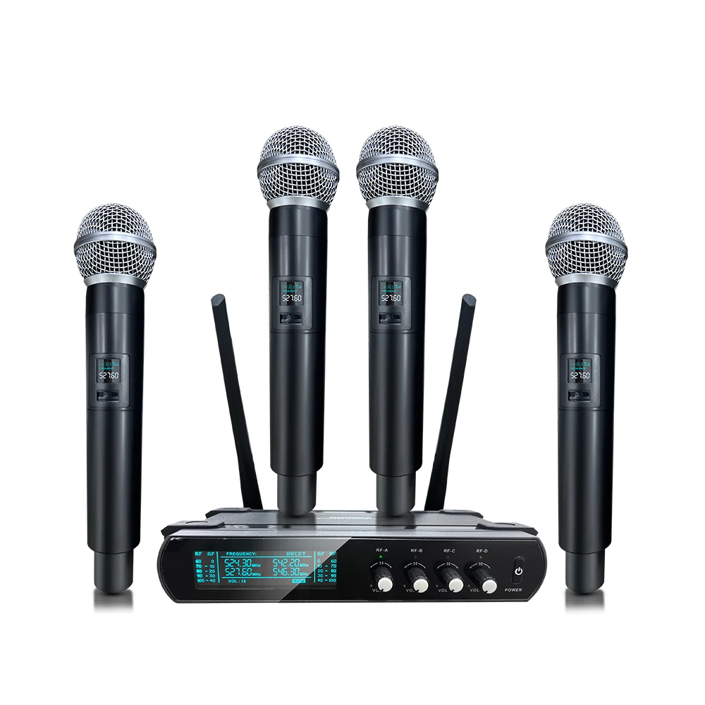4 Channel Uhf Wireless Microphone System With Noise Cancellation For Professional Ktv Stage And Karaoke Use - reliable Performance And Clear Sound Product on Alibaba.com