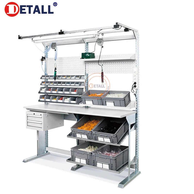 Warehouse Packaging Boxes Packing Station Table With Picking Trolley