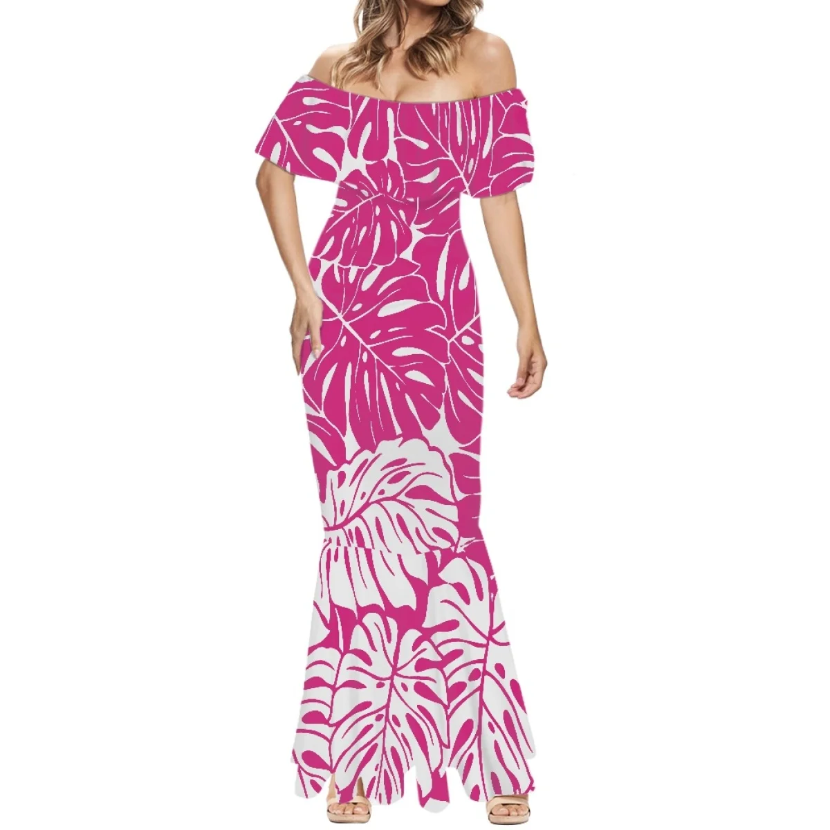 Pink Formal Dress for Women Hawaii Monstera Pattern Print Dresses Women  Formal Cheap Price Gowns for Women Evening Dresses