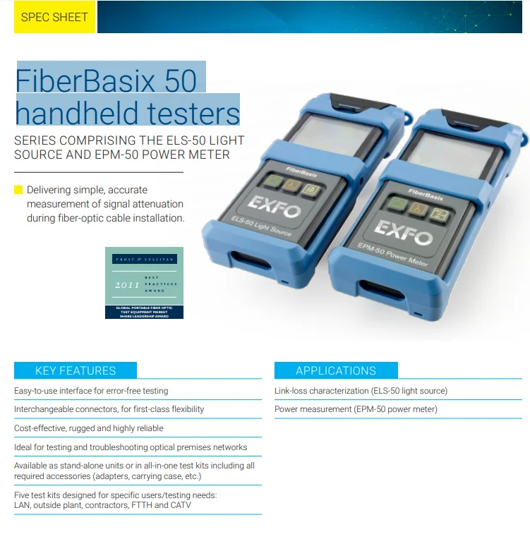 New Arrival Fiberbasix 50 Handheld Testers Els 50 Light Source Or Epm