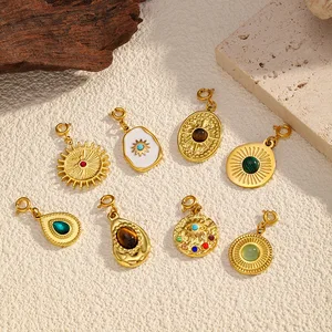 Cross-Border Stainless Steel Furnace Vacuum Electroplating Non-Fading Natural Stone Trendy Necklace Bracelet DIY Pendant Hanging