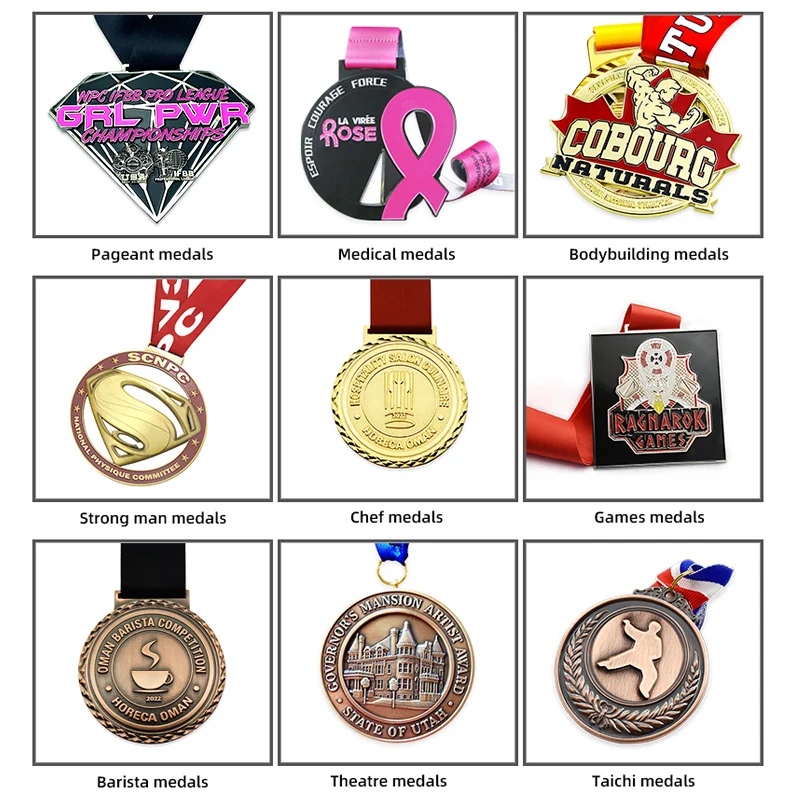 RENHUI Muscat Metal Crafts Custom Medals and Trophies Medals Awards Oman Old Guatemala Trophie Maker
