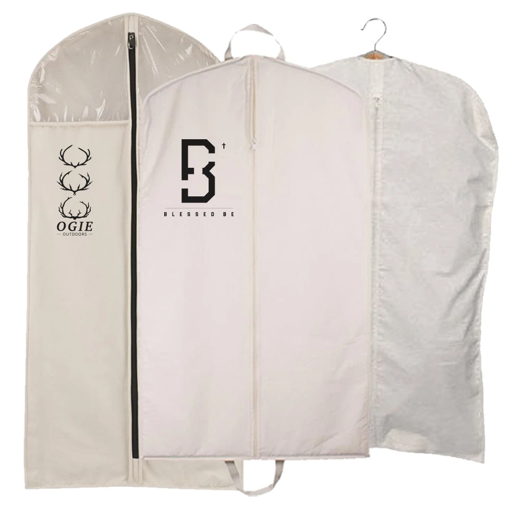 Source Custom Logo Fabric Reusable Garment Bags Non Woven Cotton Suit Cover Garment  Bag on m.