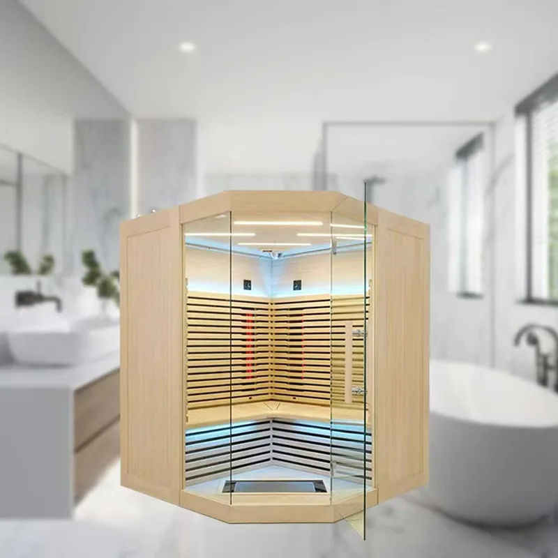 Modern Design Mini Infrared Sauna Room Solid Hemlock Wood Indoor Massage Hidden Cam for Apartment Use