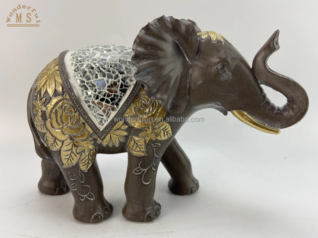 Elephant sculpture animal ornament crafts ceramic statue animal resin porcelain figurine home office decoration
