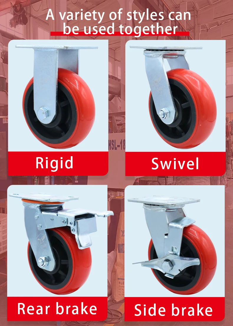 High load red swivel pvc caster wheel heavy duty 6 inch manufacture