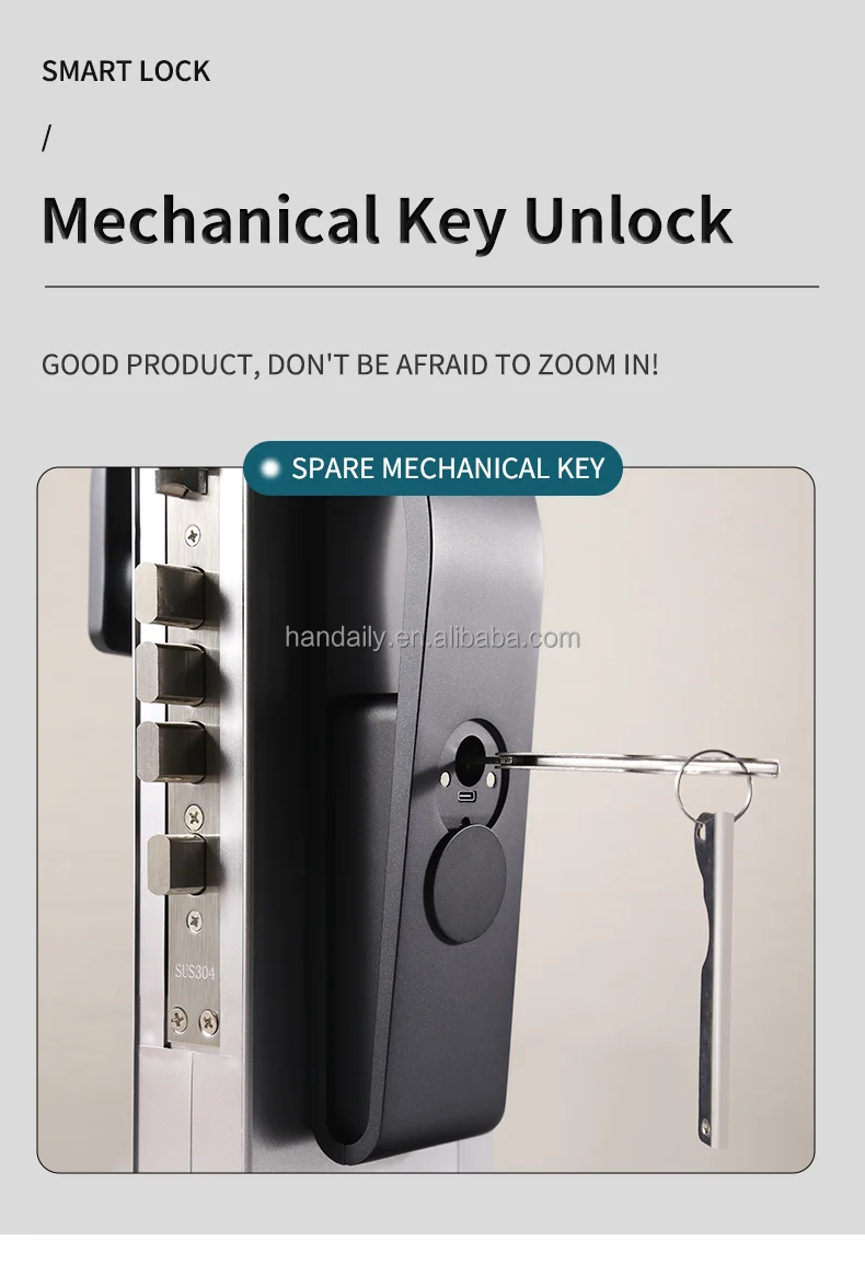 Tuya W10 Face Waterproof Biometric Fingerprint Smart Door Lock - Oem