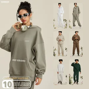 YISHENHON Hooded and Pants Custom Design Unisex Crewneck Sweatshirt Men Wholesale High Quality French Terry Two Piece 445 Grams