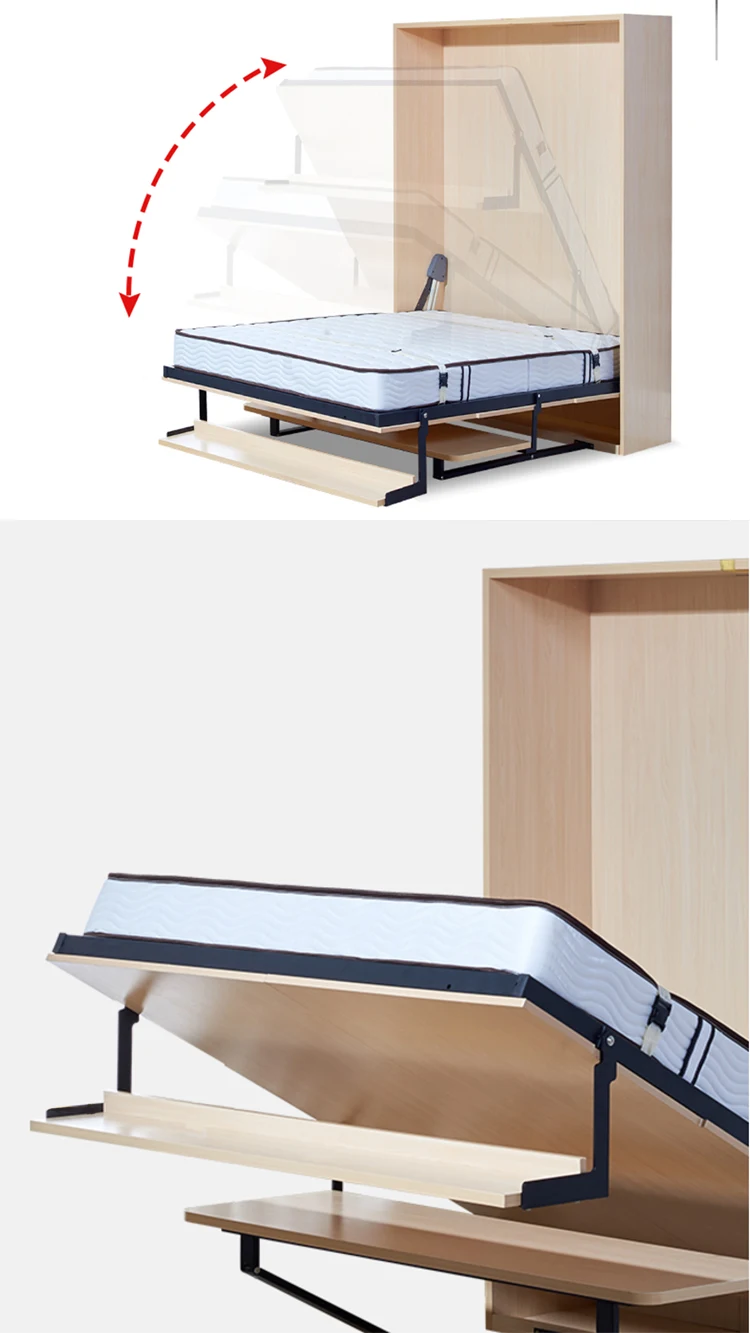 Furniture Bedrooms Lifter Murphy Folding Hidden Wall Bed Frame Accessories With Desk Verticsl