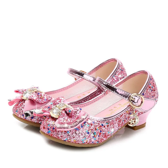 Hot selling sequins girl princess party shoes dress high heels girl crystal shoes - Image 6