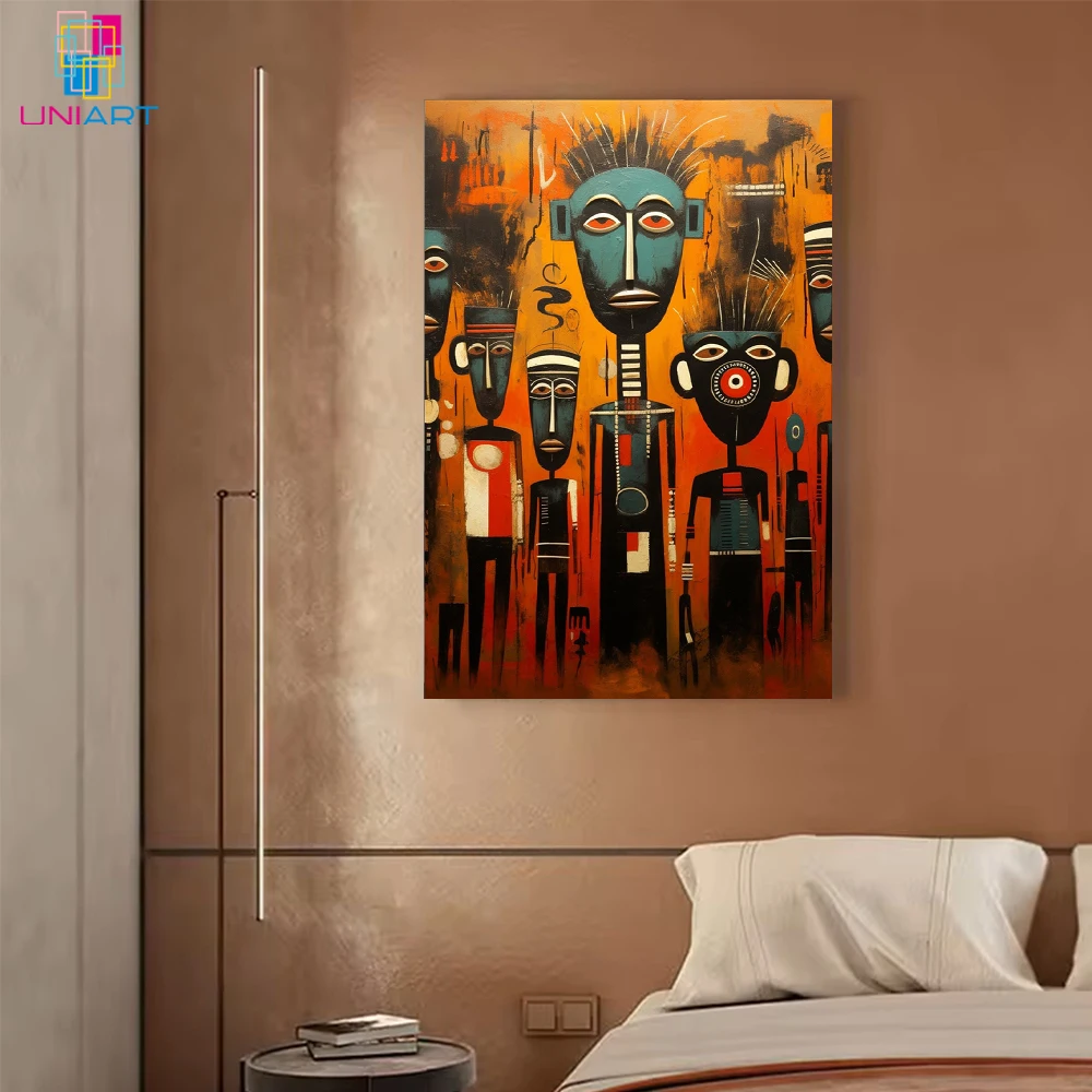 UNIART Abstract Wall Artwork African Mythology Wall Decor African Patterns Art African Gods Symbols Modern Wall Art
