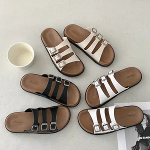 2026 New Fashion Summer Flat Slippers for Women Cross-Border E-commerce Outdoor Beach Slippers Anti-Slip Buckle Platform Style