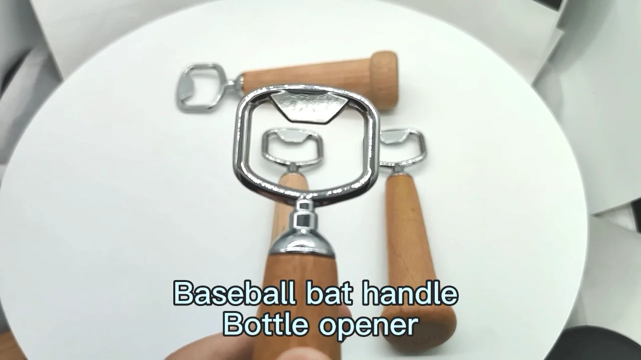 Baseball Bat Wooden Handle Bottle Opener Custom Logo Zinc Alloy Beer