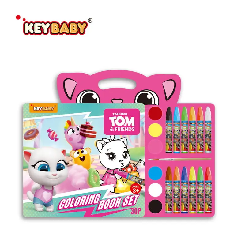 KEYBABY Custom New Design Early Educational Drawing Coloring Book Printing With 12pcs Crayon For Kids