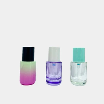 Mini 15ml 20ml Green Pink Iridescent Gradient Travel Glass Bottle for Cosmetics Essence for Face Cream