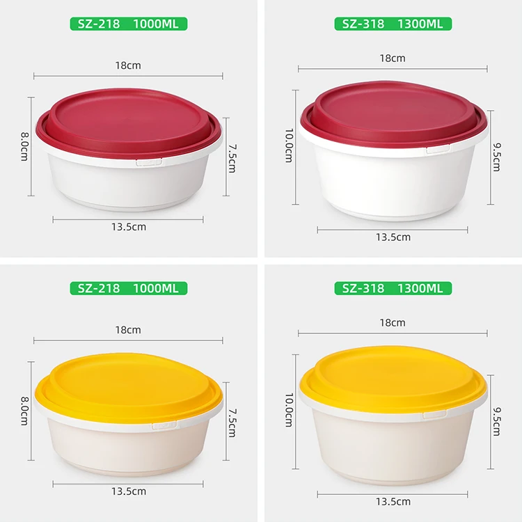 SZ218 1000ml/32oz Custom LOGO available plastic bowl with inviolable closure tamper evident box container for food with lock