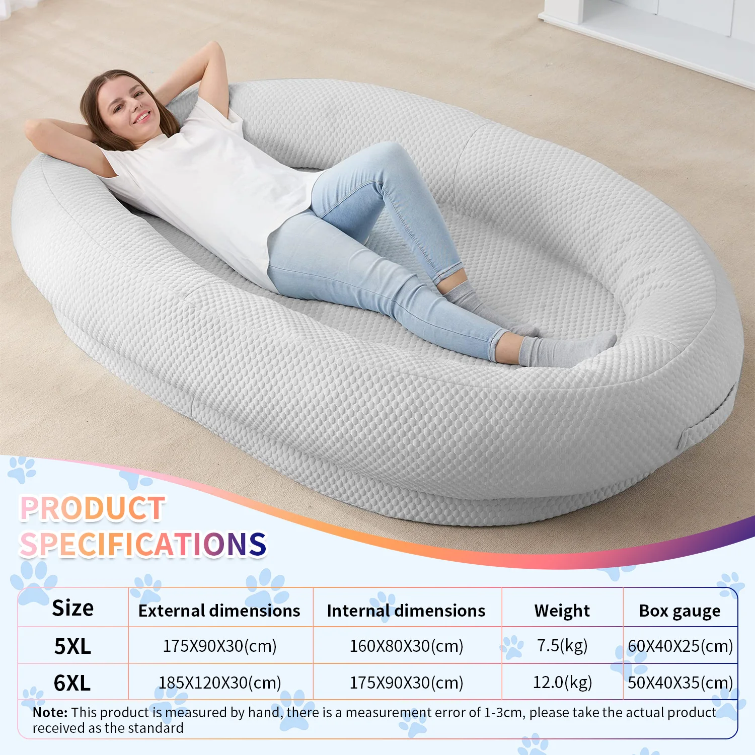 Hot selling xl xxl giant heavy duty extra large luxury super large sleep deeper human sized dog bed for humans factory