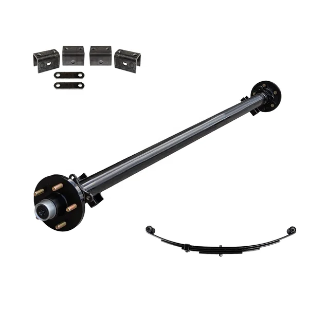 Trailer Parts 3.5K Light Duty Single Trailer Axle Kit Suspension Leaf Springs Hanger U-Bolt