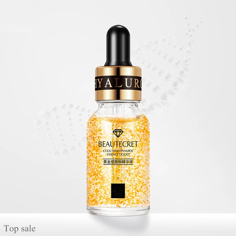 Private Label Anti Aging Niacinamide Essence Wrinkle Dark Spot Remover Whitening 24K Gold Face Serum