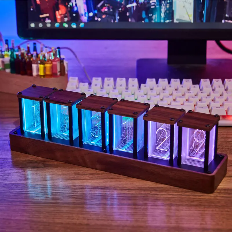 Hot Quasi Flow IPS Color Screen Desk & Table DIY Display Rgb Glow Timer Alarm Nixie Tube Digital Clock
