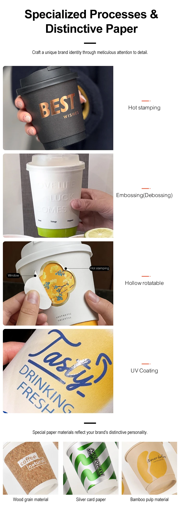 product hot selling 80mm 90mm custom printed compostable pla coated kraft paper cup embossed white disposable coffee paper cup with lid-12