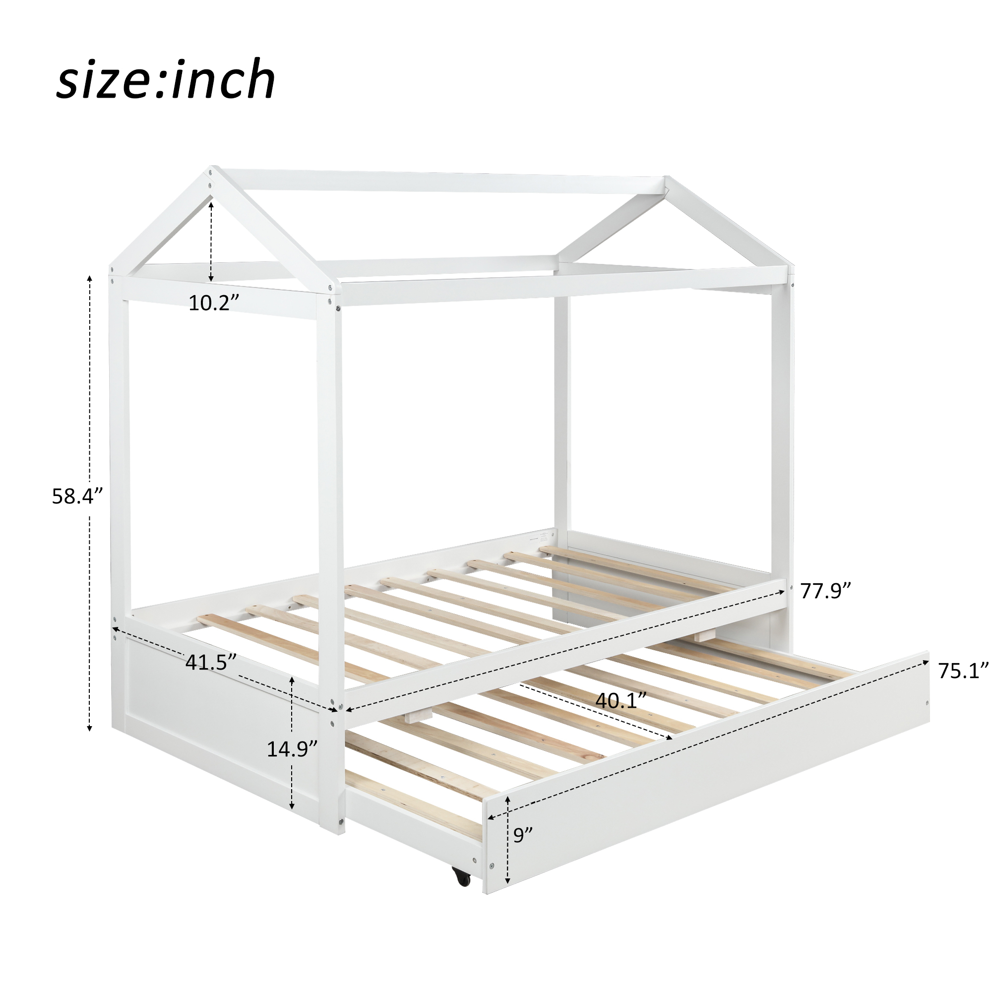 
 Twin Over Full Bunk Bed With Drawers,Storage and Slide, Multi-function, white(New)  
