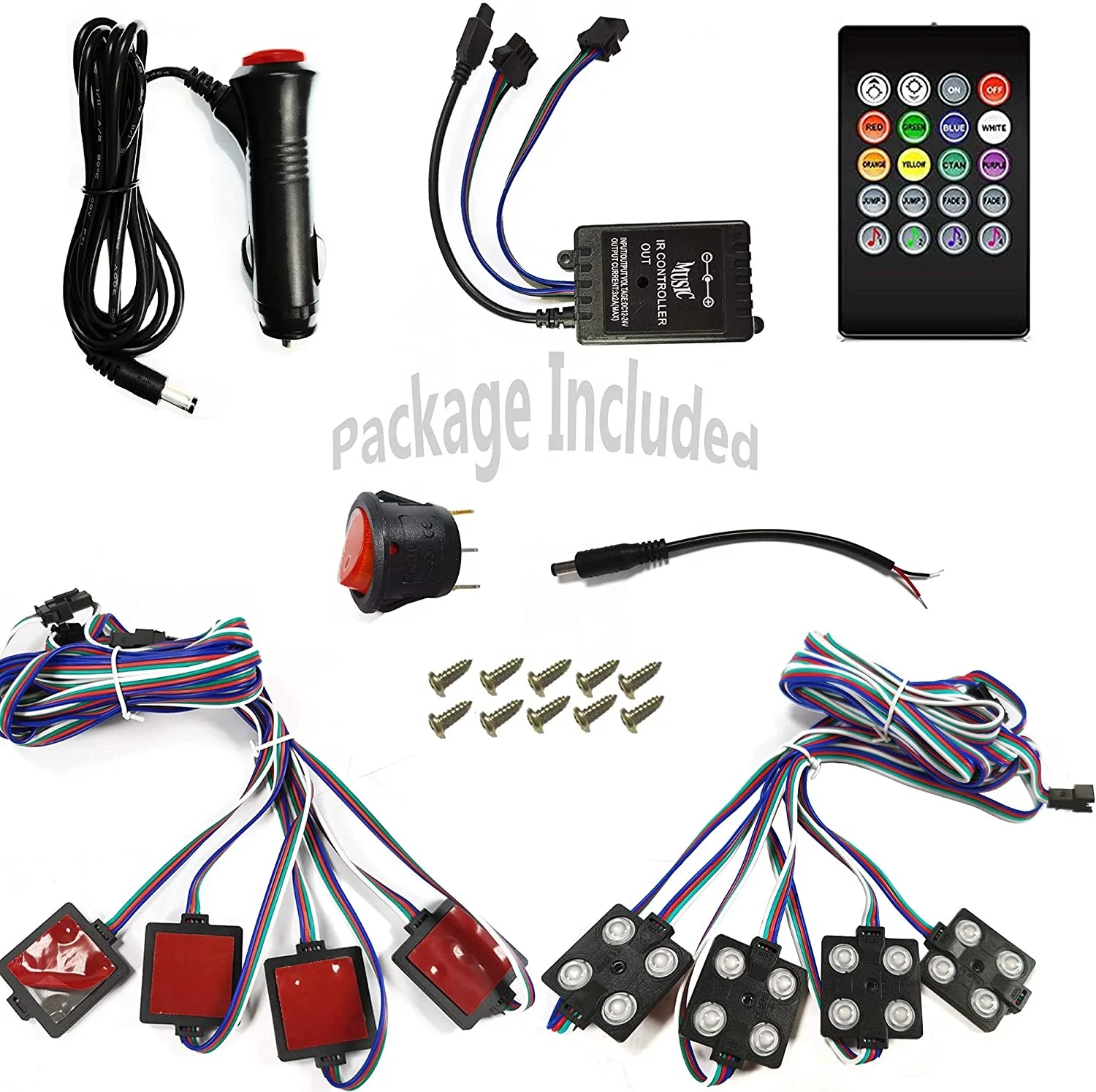 8pcs RGB LED Truck Bed Light Kit, 8 Colors Pickup Cargo Rock Lighting Kits w/Wireless Remote Control, Universal for Car Interior
