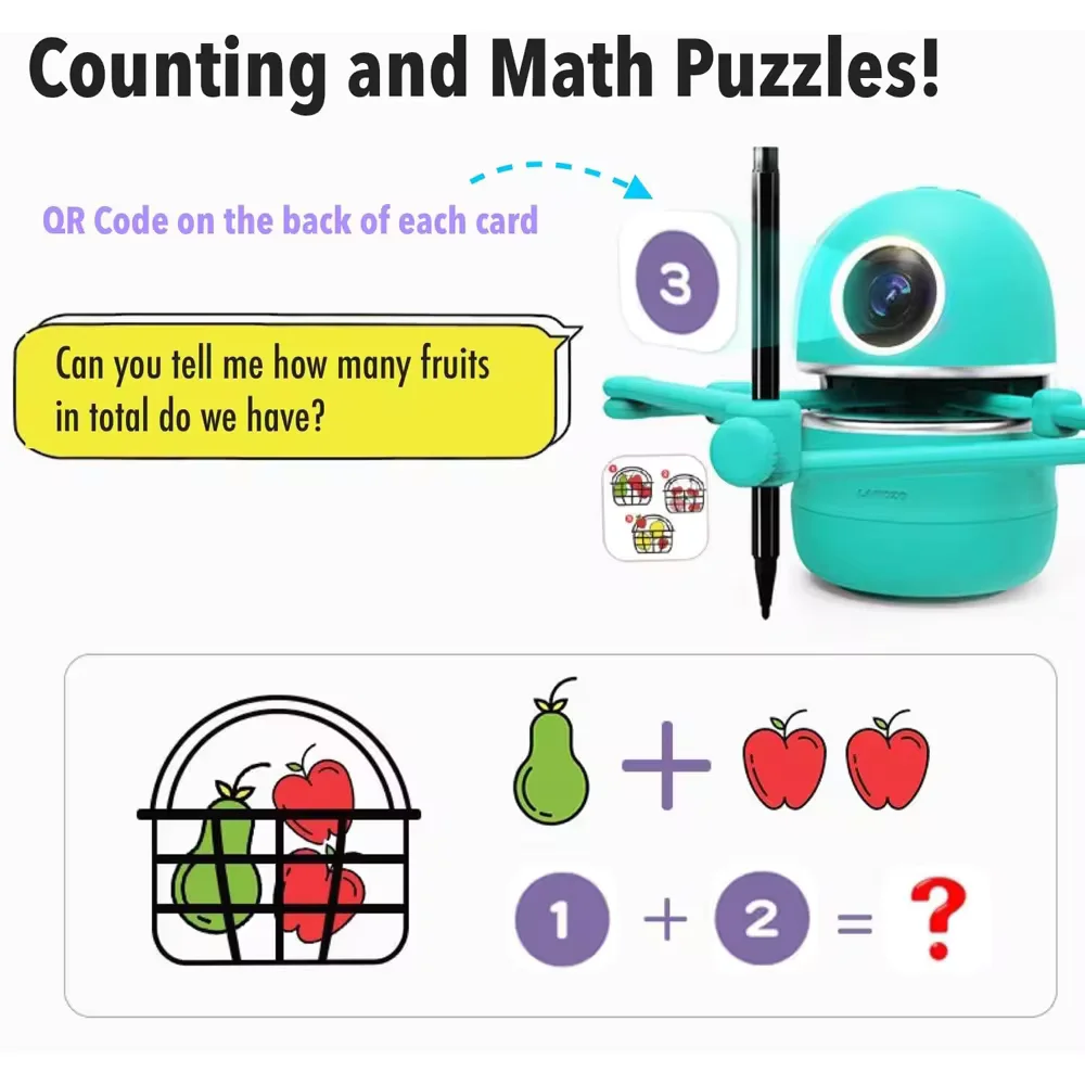 蓝宙绘画早教机器人学习机儿童自动画画智能幼儿美术益智玩具礼物