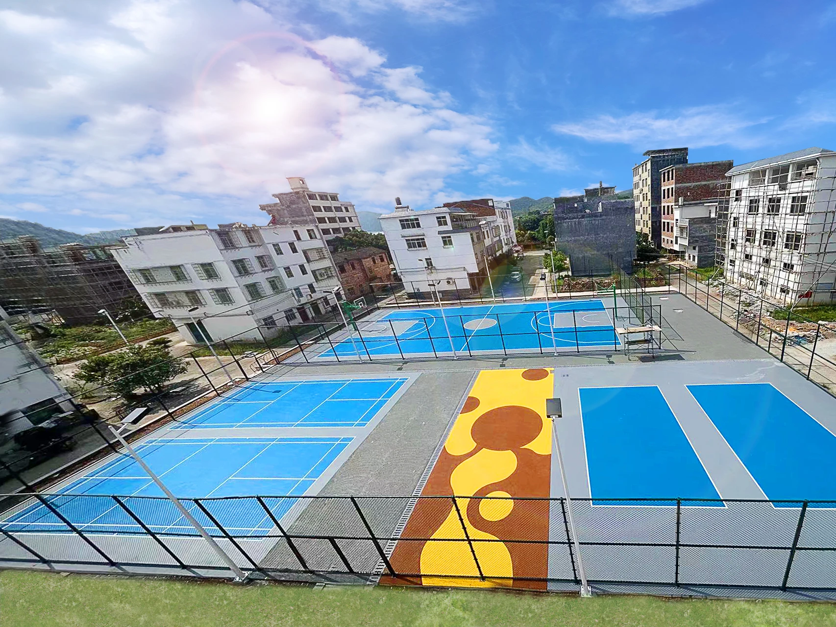 INOLP Durable Silicon PU Sports Flooring Elasticity Outdoor Court for Football Soccer Basketball Volleyball Badminton Tennis