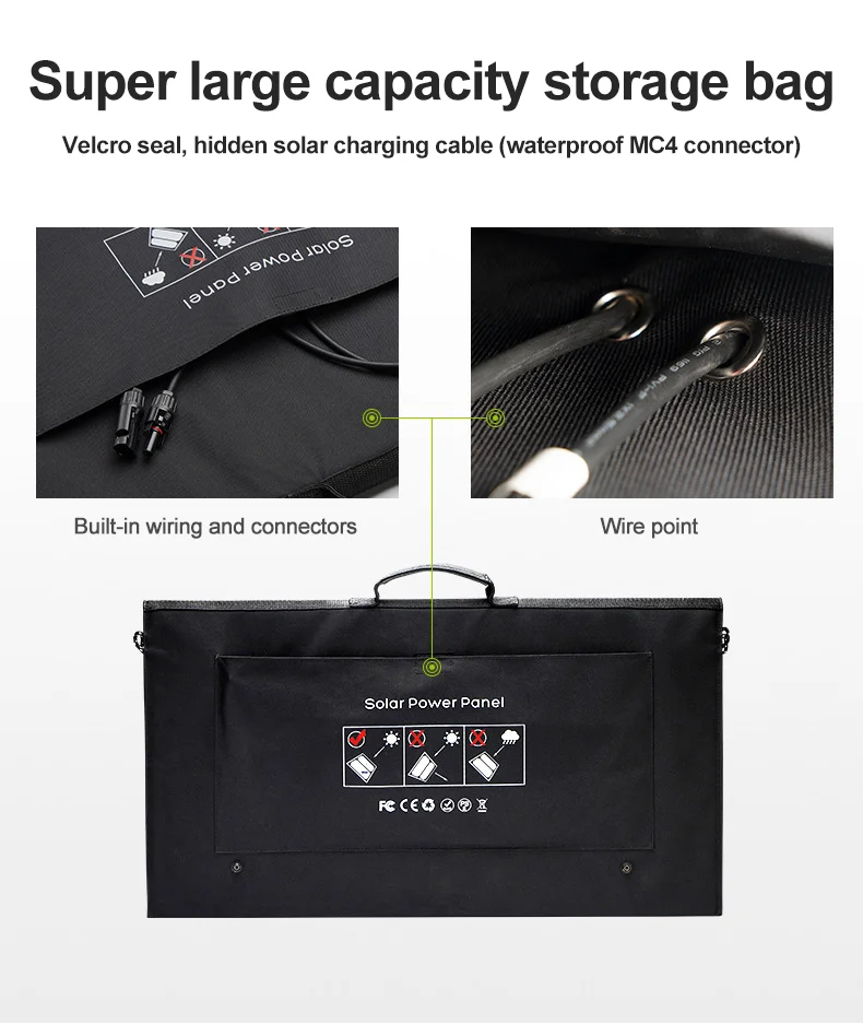 200W Fabric Sunpower Portable Folding Solar Panels Waterproof 4.5kg